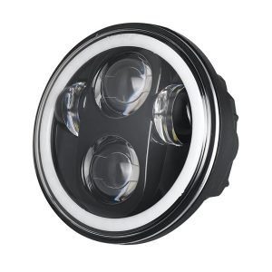 5 3/4 inch LED Motorcycle Headlight Black with DRL ring