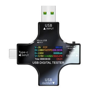 USB Digital Tester Voltmeter/Current Meter USB-A, USB-C, Micro USB